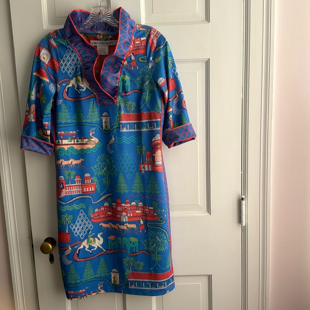 Ladies Gretchen Scott Ruffled Neck Dress